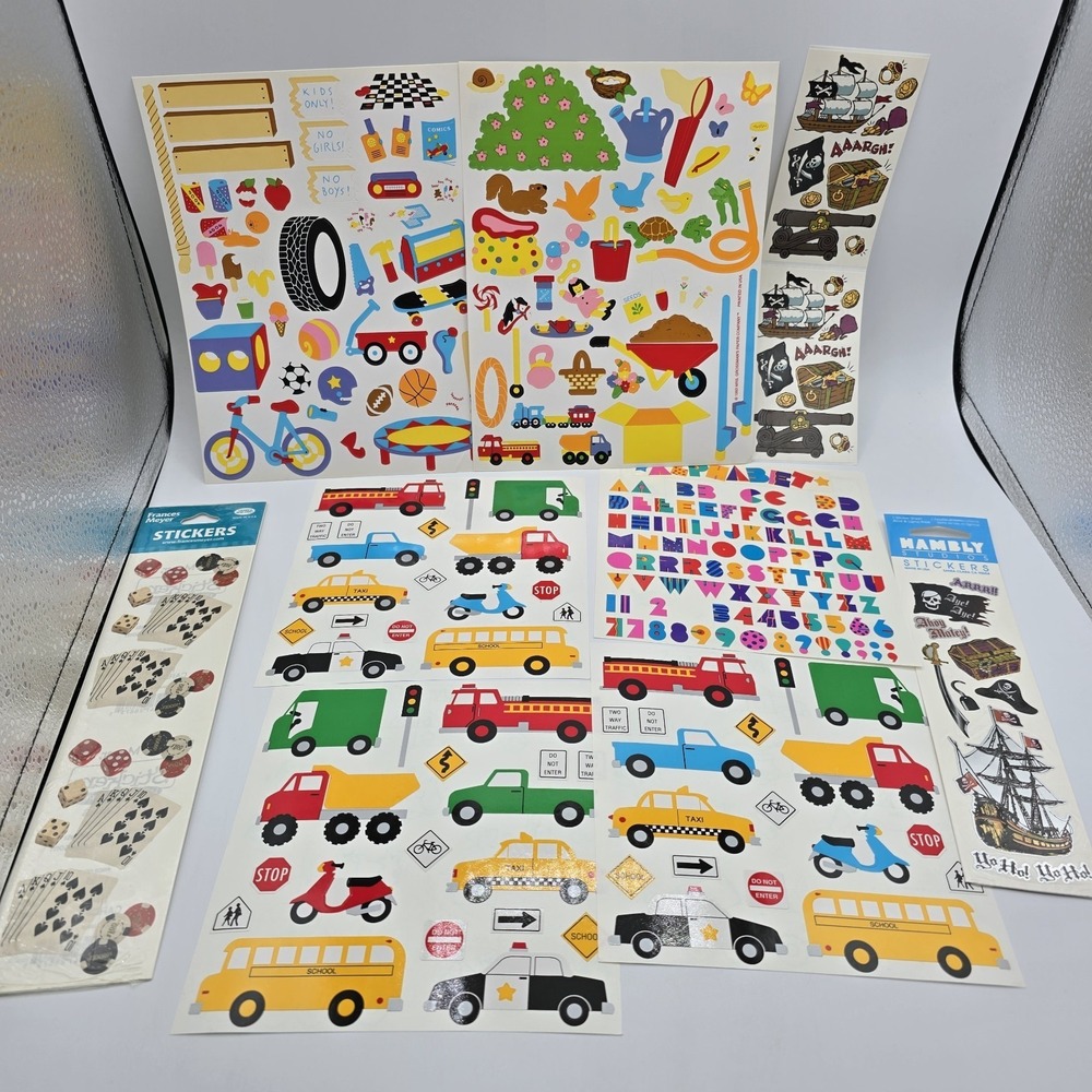 Vtg Mrs. Grossmans & Other Brands Sticker Lot Transportation Playground Pirates